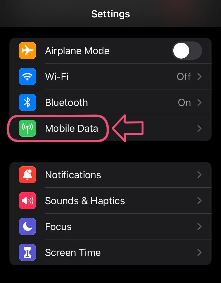 ios settings 1 mobile data