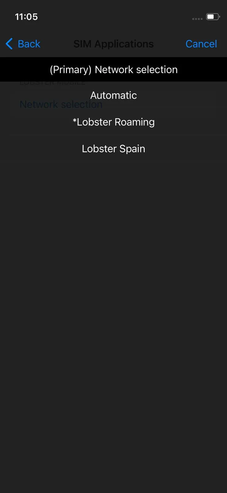 lobster ios SIM aplications lobster roaming en