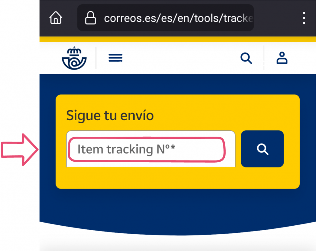 lobster track sim correos webpage